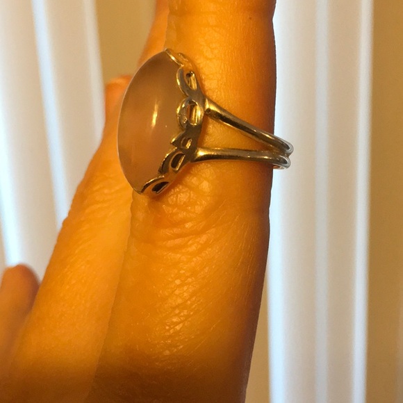 Sterling Silver Rose Quartz Ring sz 8 - Picture 4 of 5